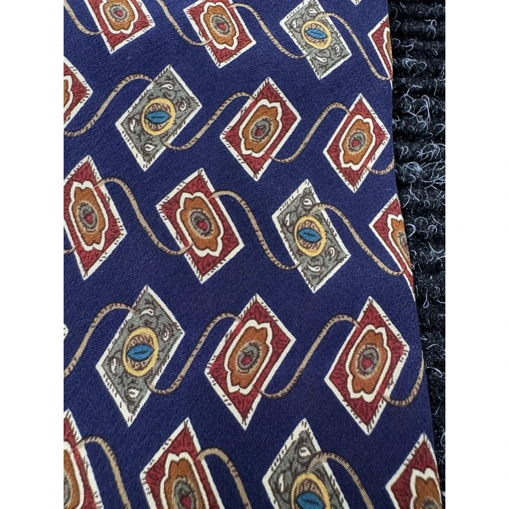 Vintage CHAPS Ralph Lauren Tie Mens Navy Geometric Made USA 58